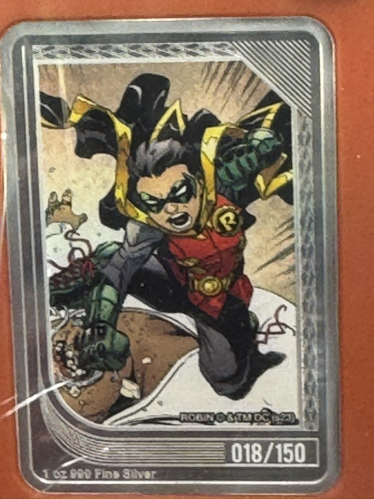 Robin collectible in the display case